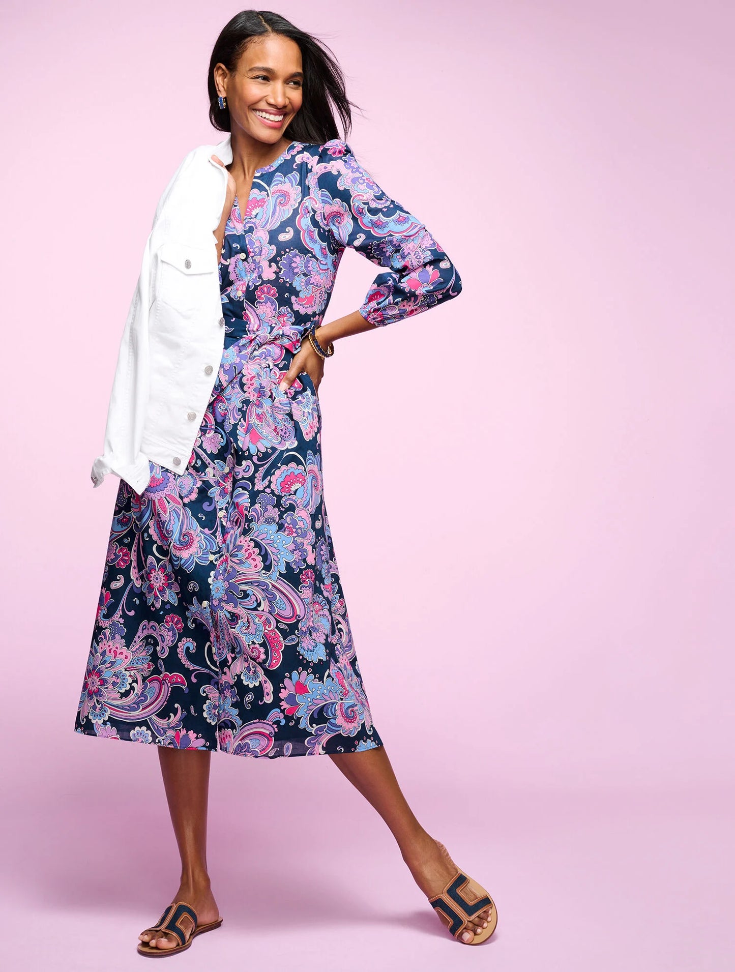 Voile Fit & Flare Shirtdress - Swirl Floral