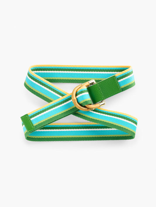 Bamboo Buckle Striped Webbing Belt