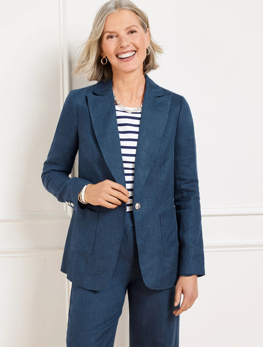 Tailored Seaming Linen Blazer - Cross Dyed