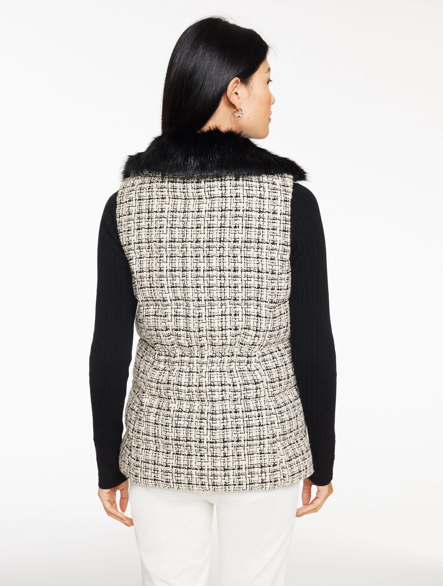 Tweed Knit Puffer Vest