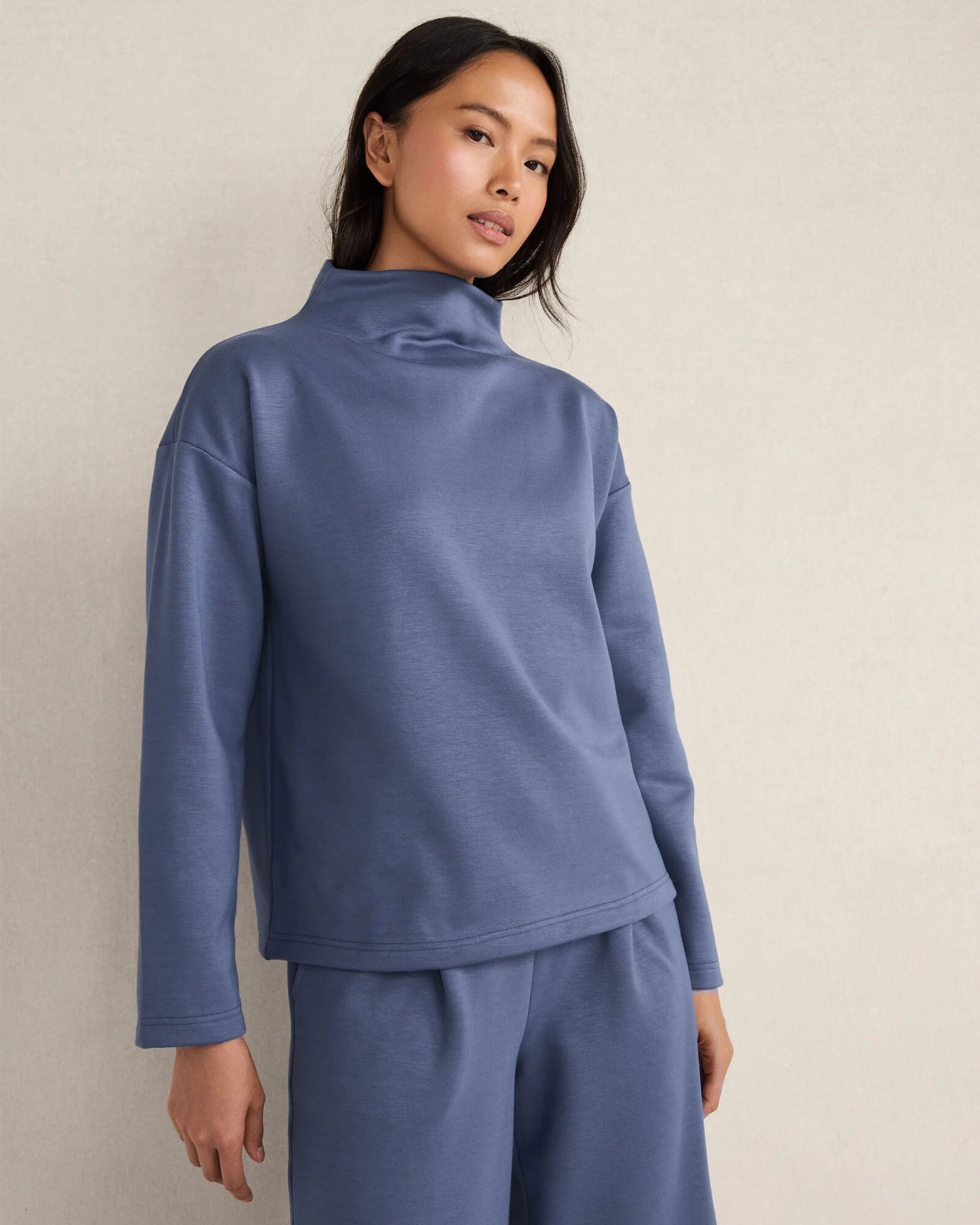 Soft-Brushed Fleece Funnel Neck Pullover