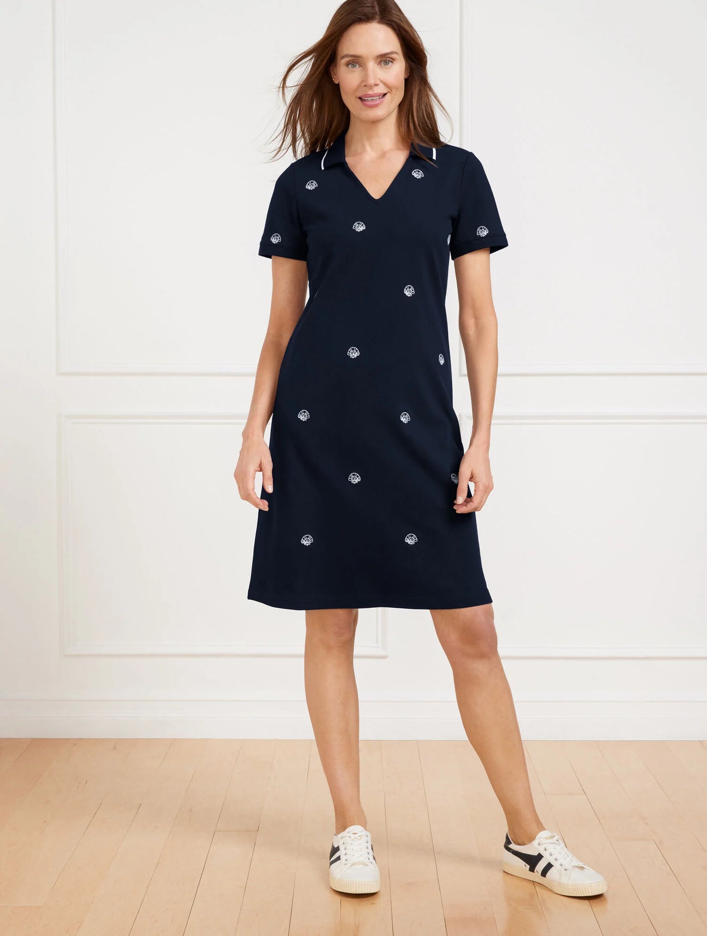 Piqué Short Sleeve Polo Dress - Splashy Seashells
