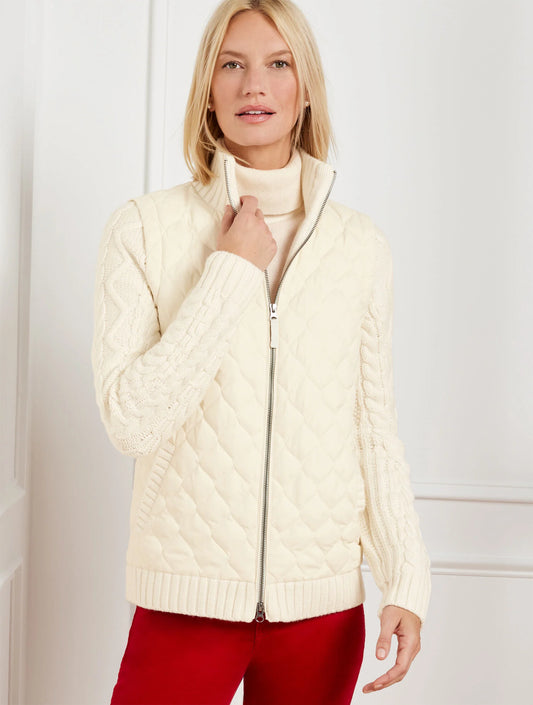 Quilted Puffer Sweater Jacket