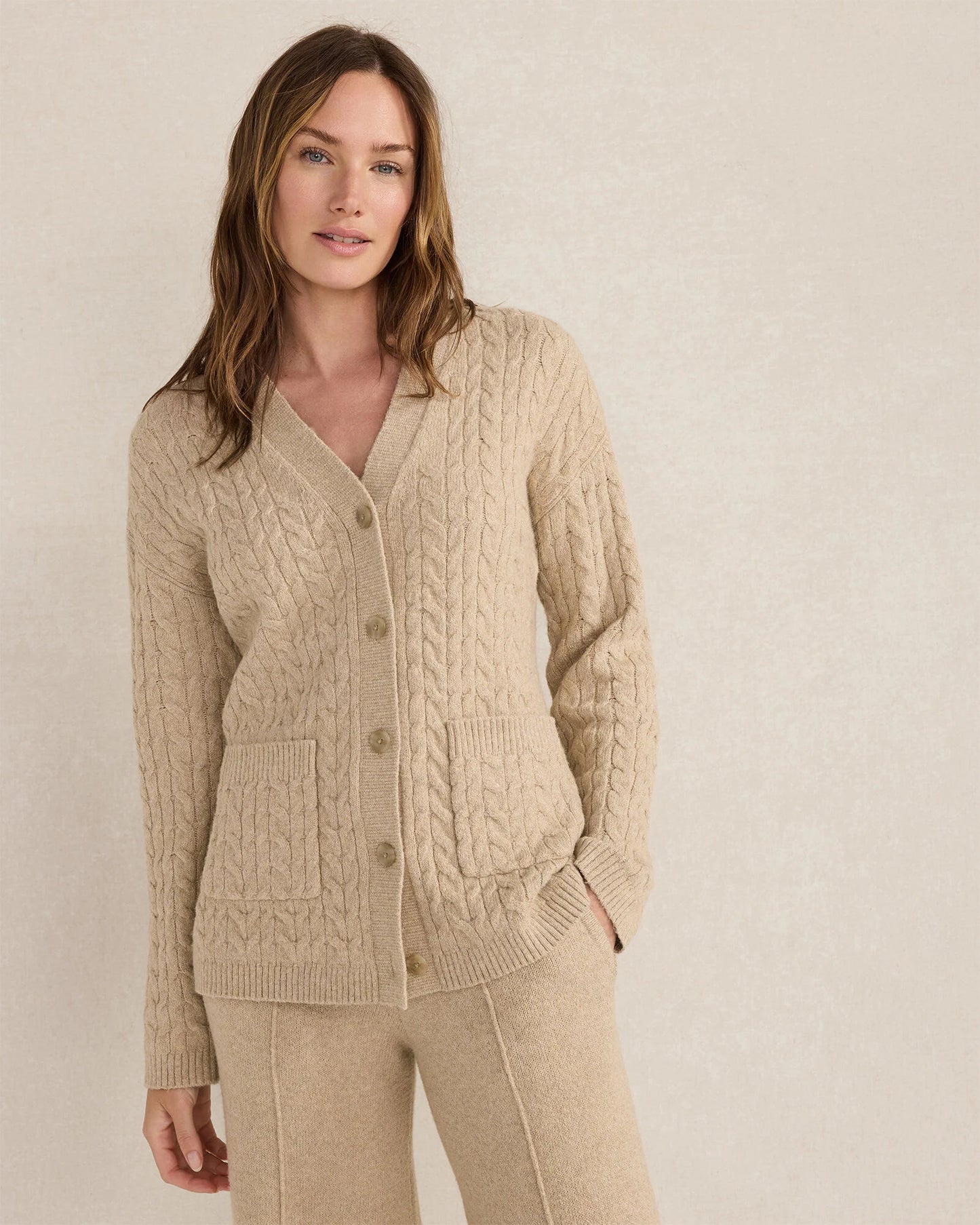 Organic Cotton Blend Gradient Cable Cardigan