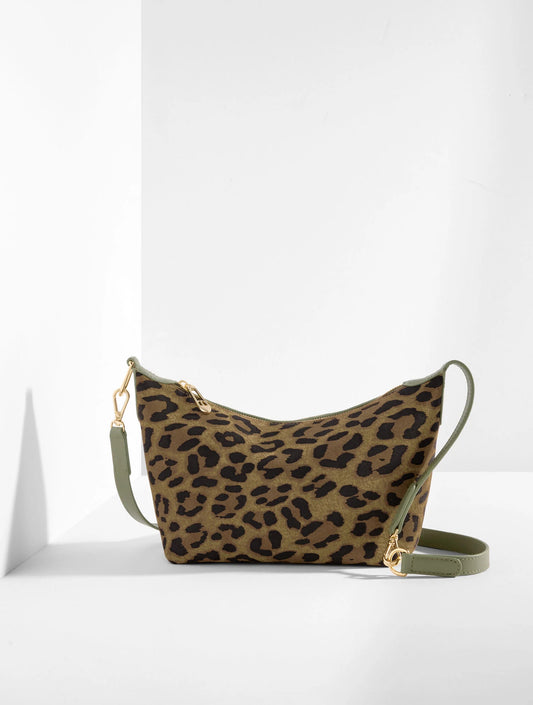 Leopard Suede Convertible Crossbody Bag