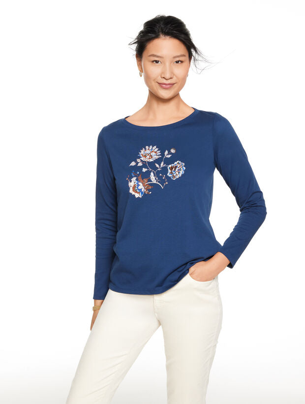 Long Sleeve Crewneck Tee - Full Bloom