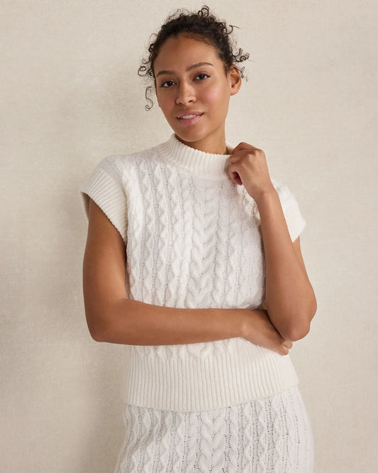 Organic Cotton Blend Cable Sweater Vest