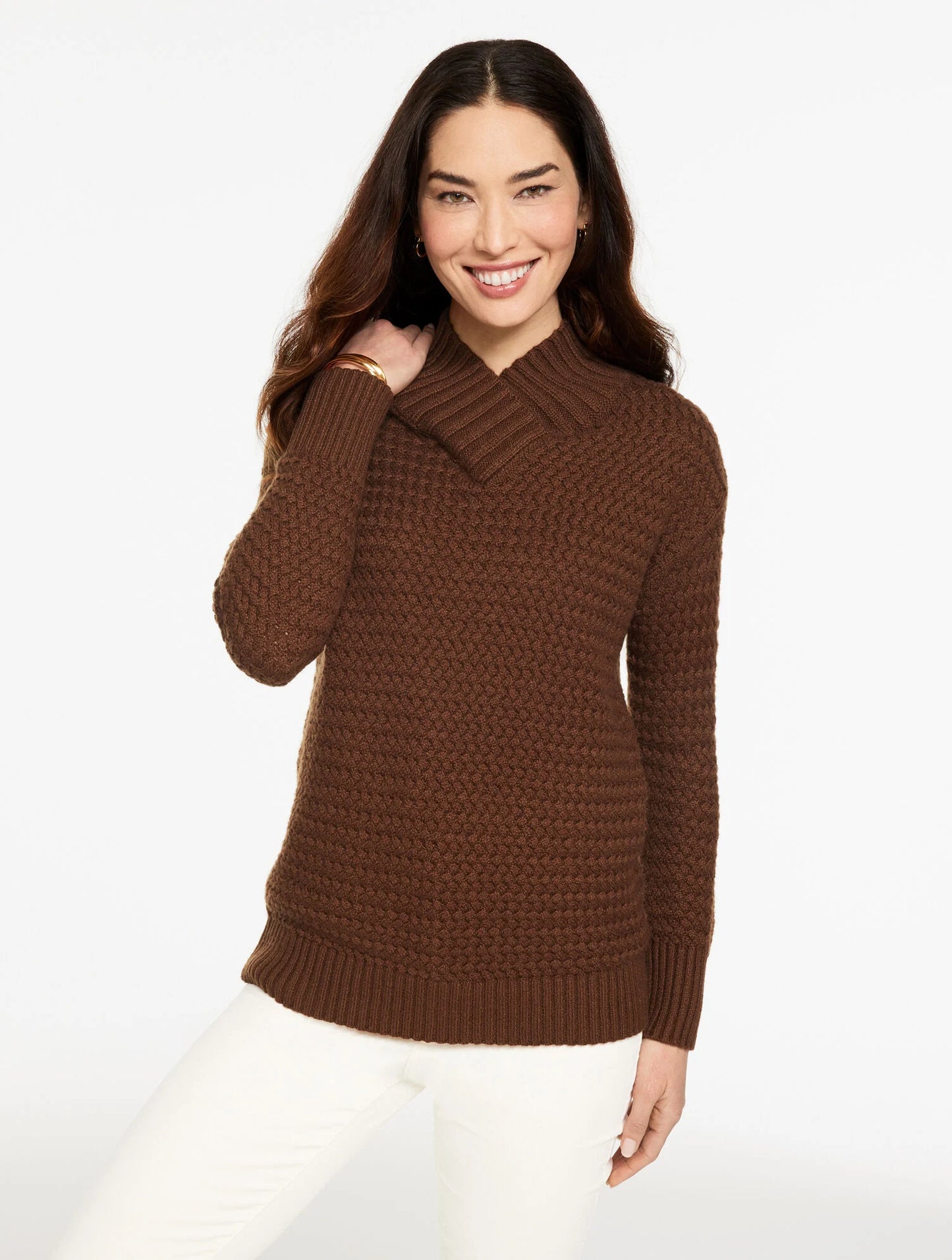 Textured V-Neck Pullover