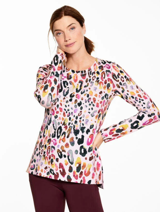 Supersoft Jersey Crewneck Tee - Watercolor Leopard