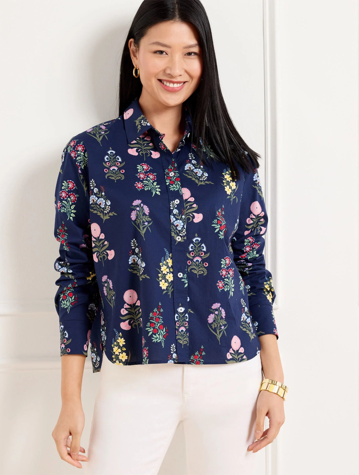 Poplin Short Shirt - Floral Radiance