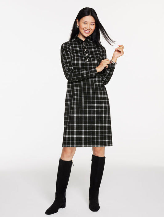 Brushed Jacquard Turtleneck Dress - Pretty Peppermint