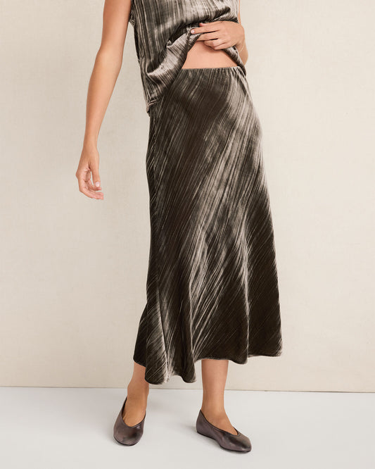 Textured Velvet Maxi Skirt