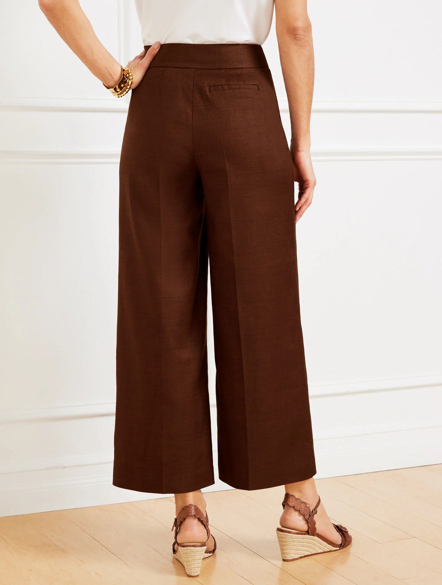 Wide Crop Linen Blend Pants