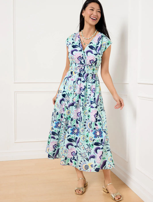 Voile Midi Dress - Jacobean Floral