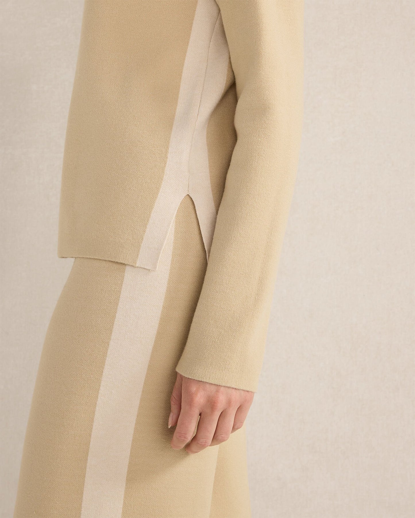 Tuxedo Stripe Funnel Neck Pullover