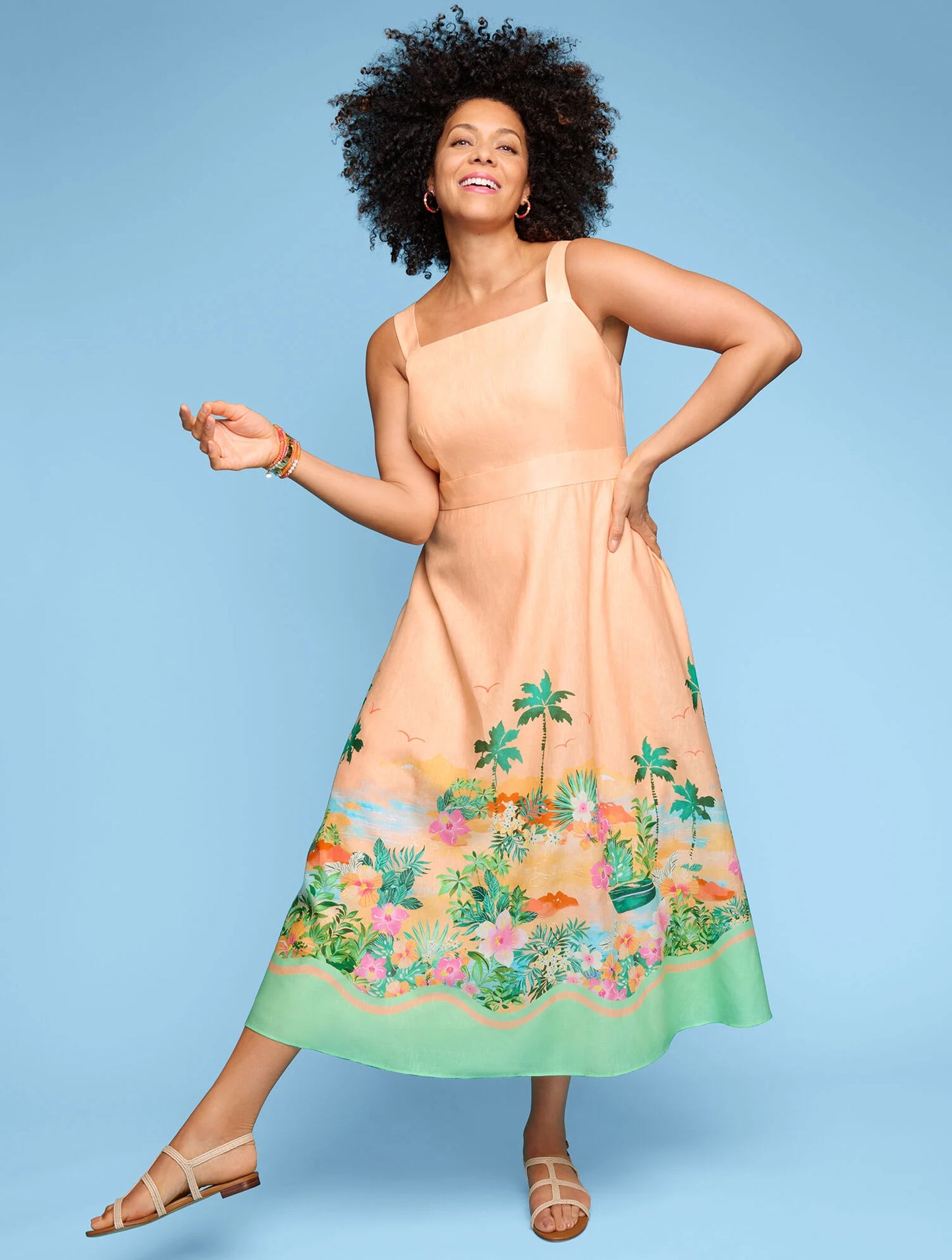 Linen Maxi Dress - Sunset Horizon