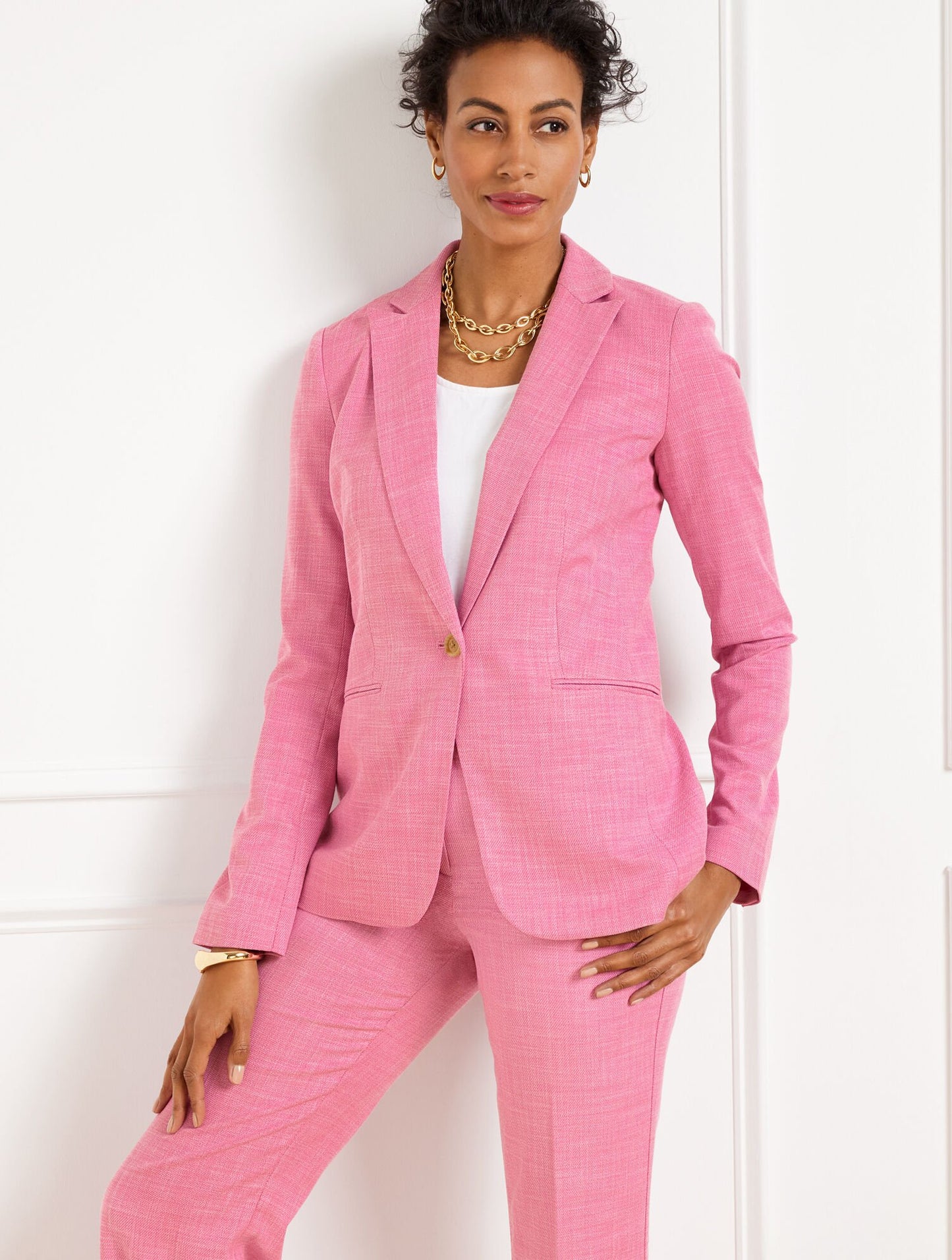 Single Button Twill Blazer