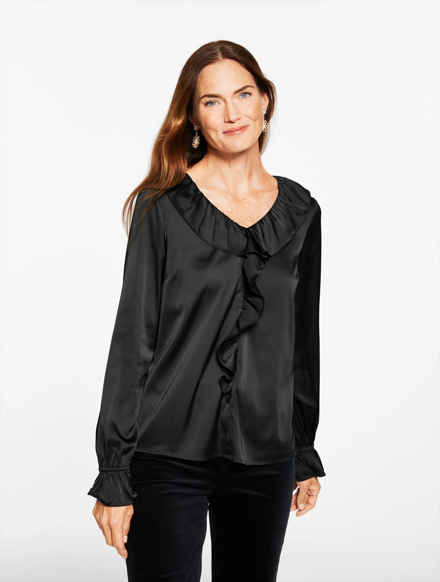 Soft Satin Charmeuse Ruffle Top
