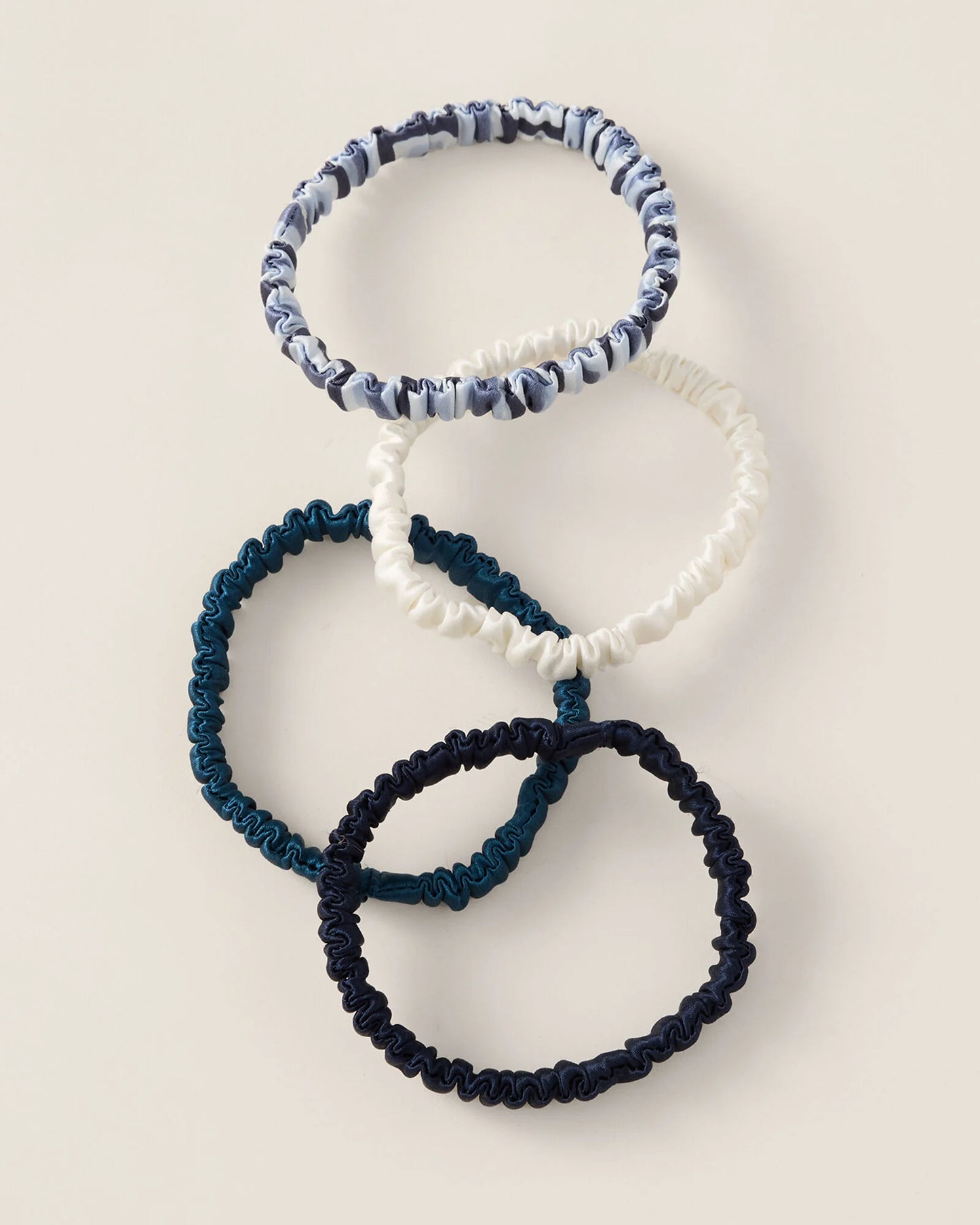 Washable Silk Hair Ties - Navy Combo