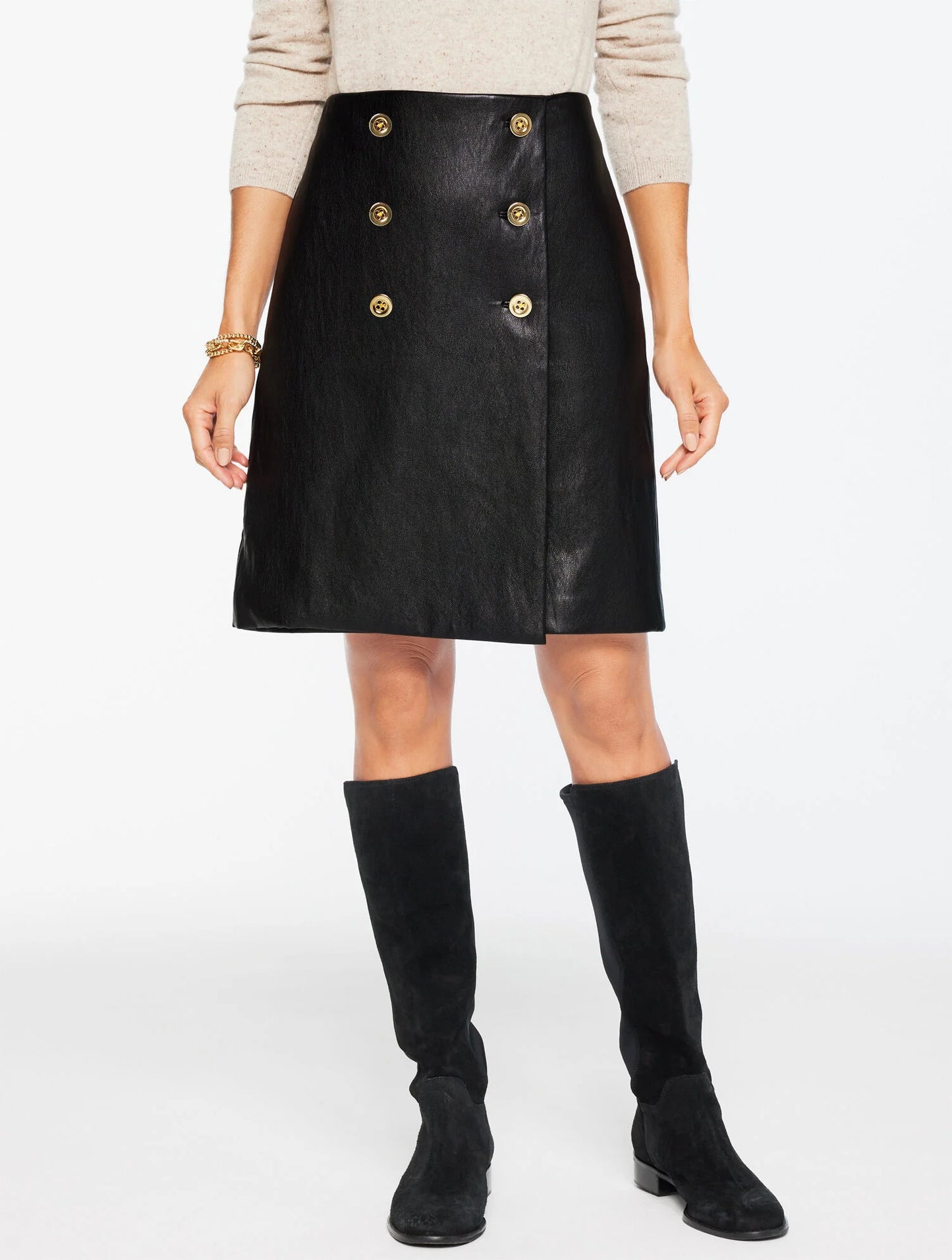 Faux Leather A-Line Skirt