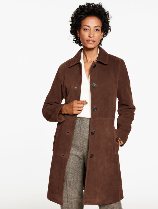 Suede A-Line Coat