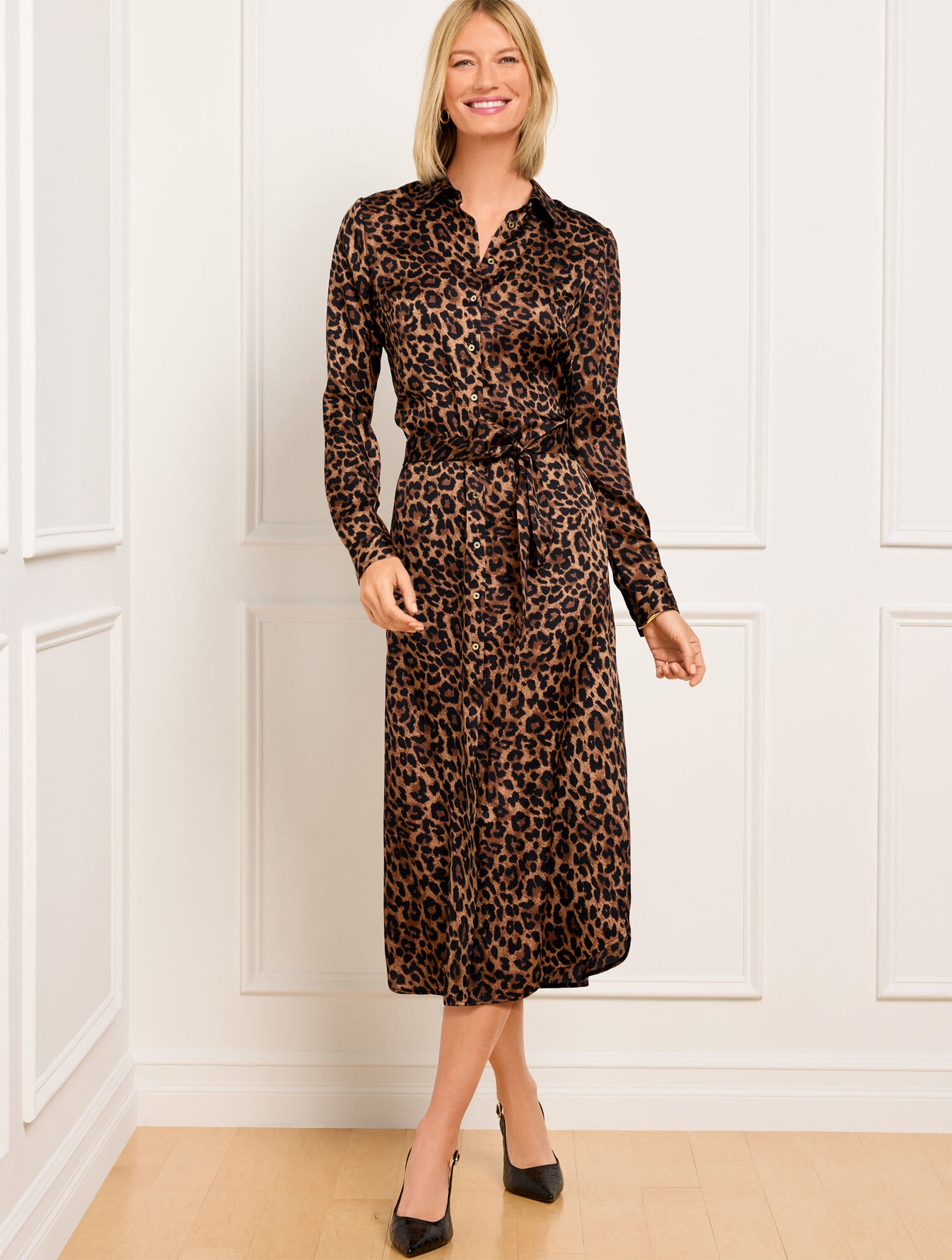 Tie Waist Shirtdress - Leopard