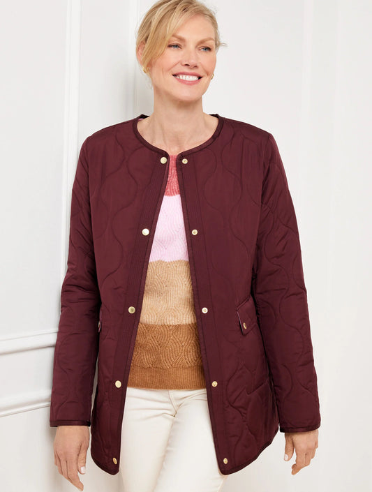 Quilted Collarless Coat