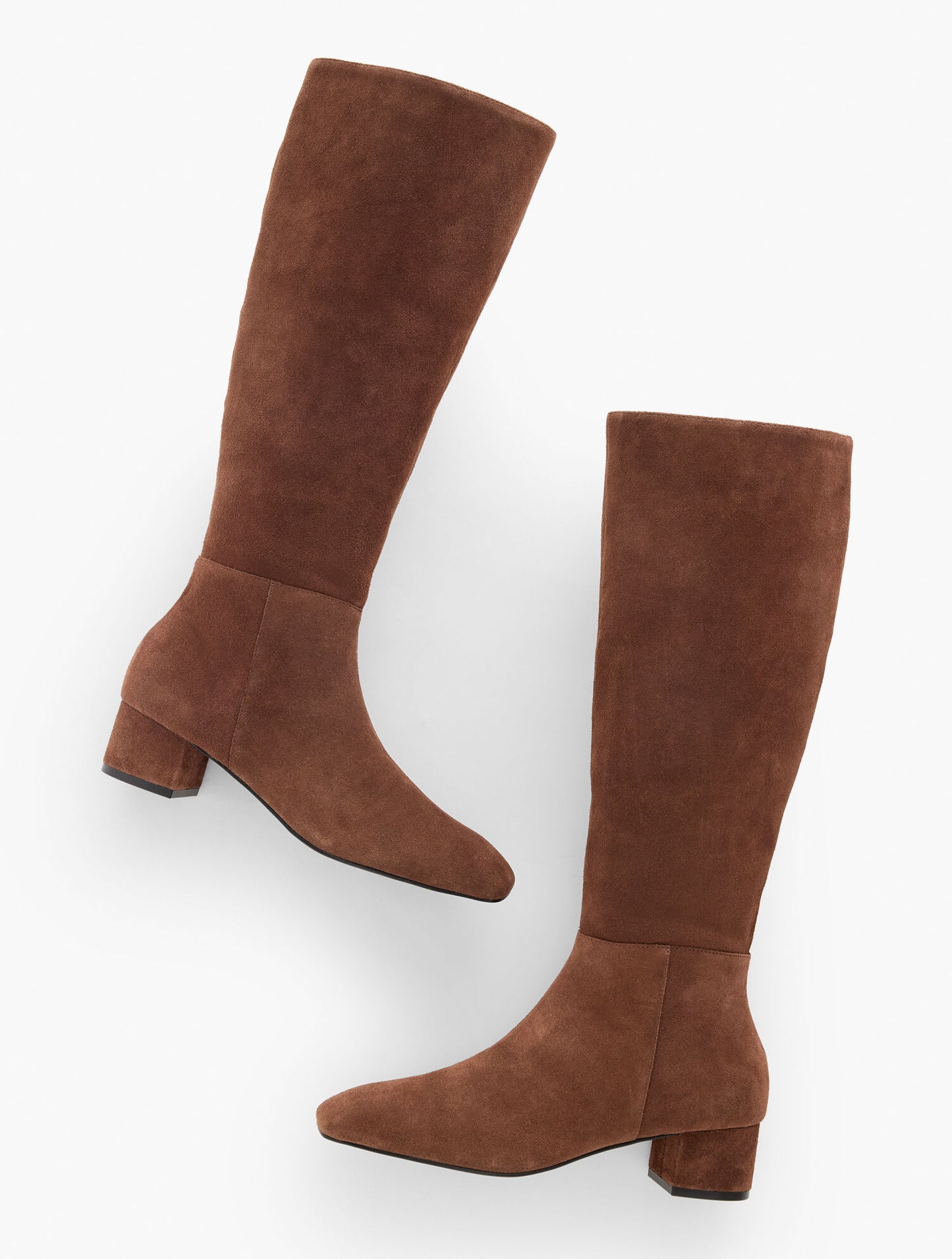 Perla Tall Suede Block Heel Boots- Extended Calf