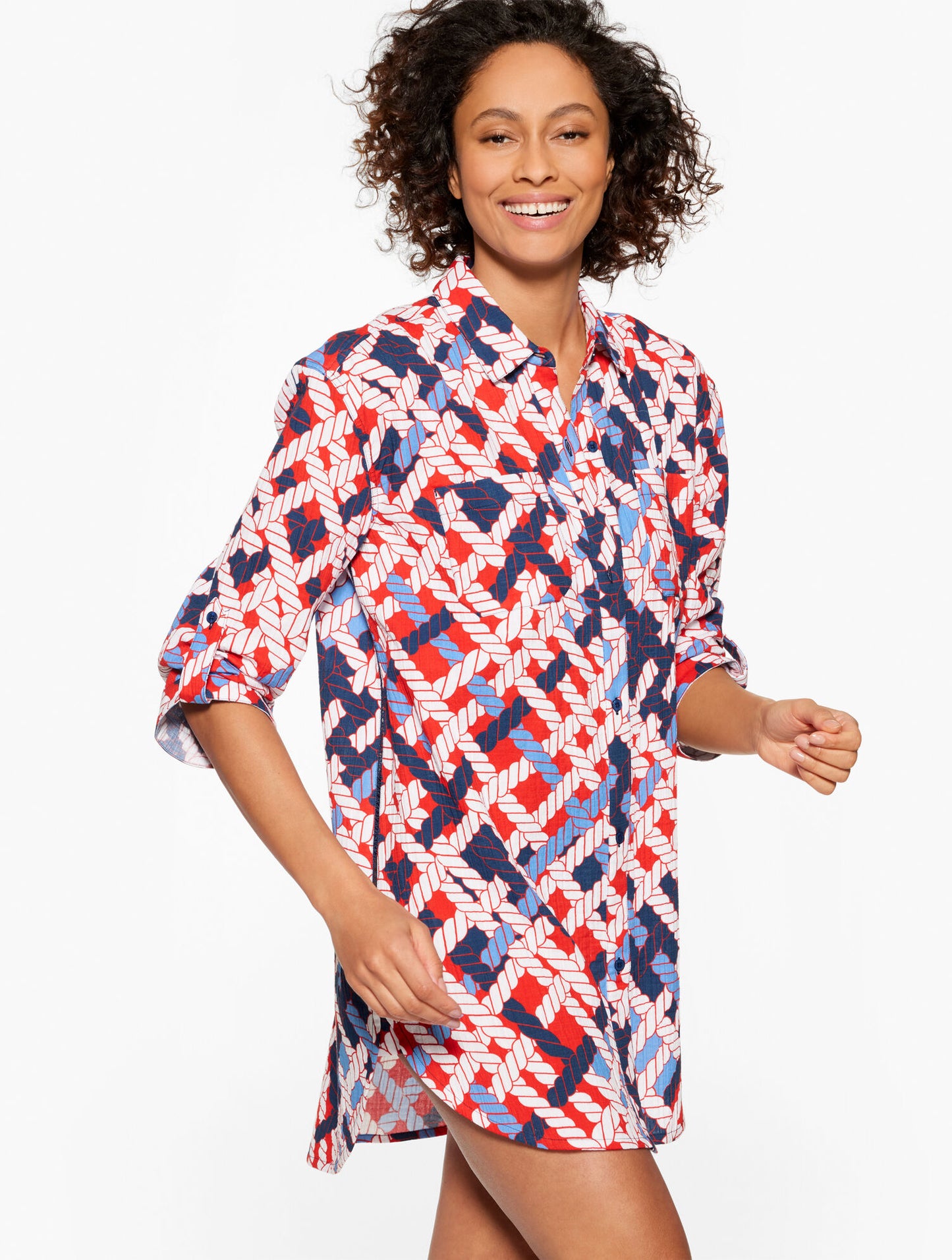 Aqua Club Gauze Shirt Cover-Up - Nautical Vibes