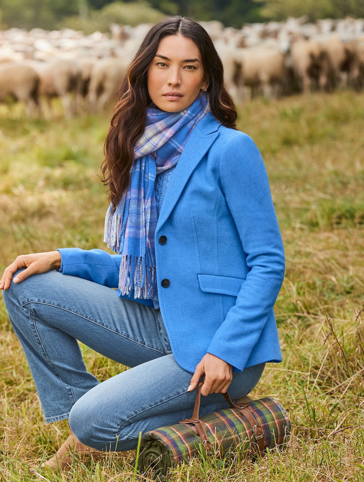 Cashmere Waterweave Scarf - Yuletide Plaid
