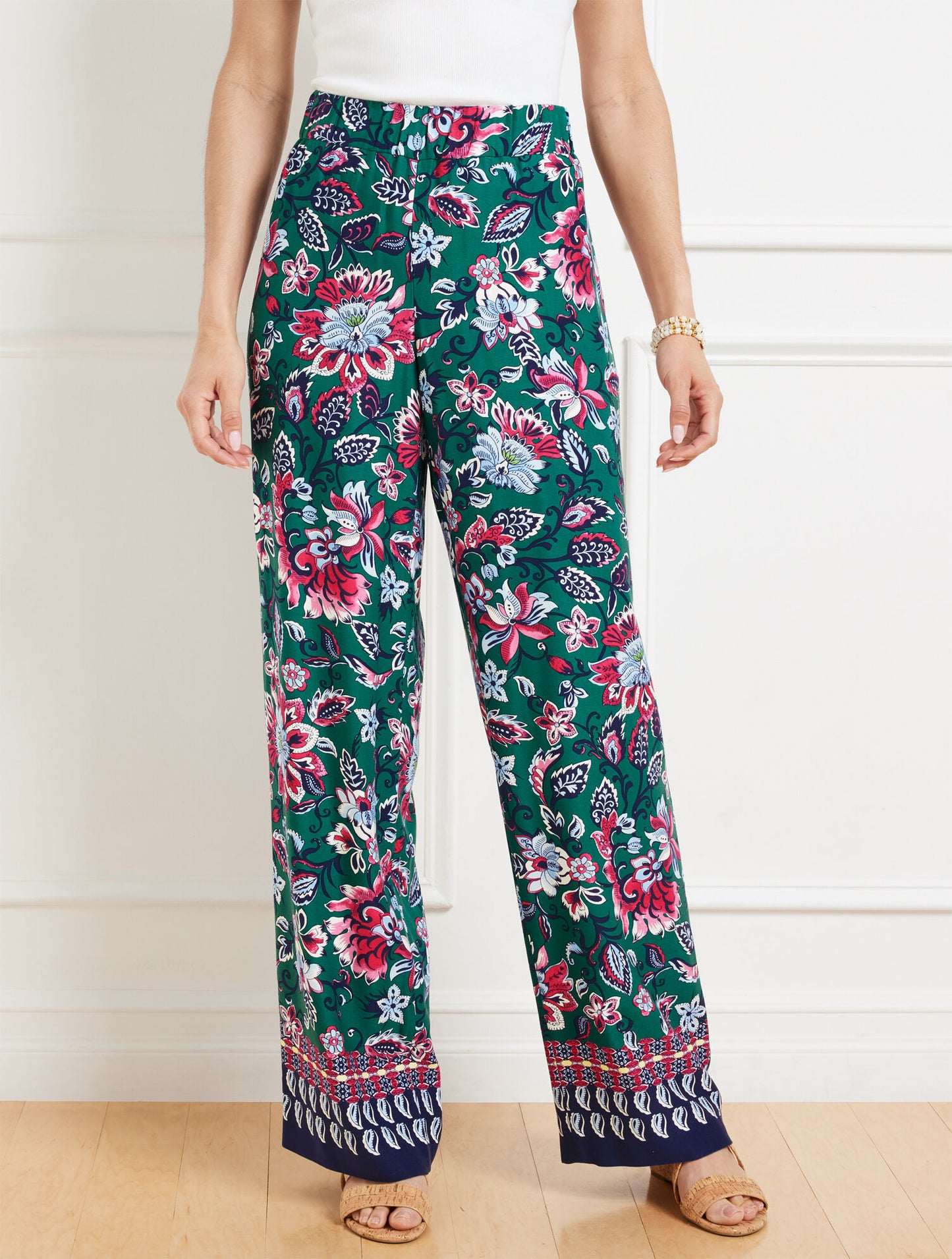 Wide Leg Pull-On Pants - Gorgeous Garden