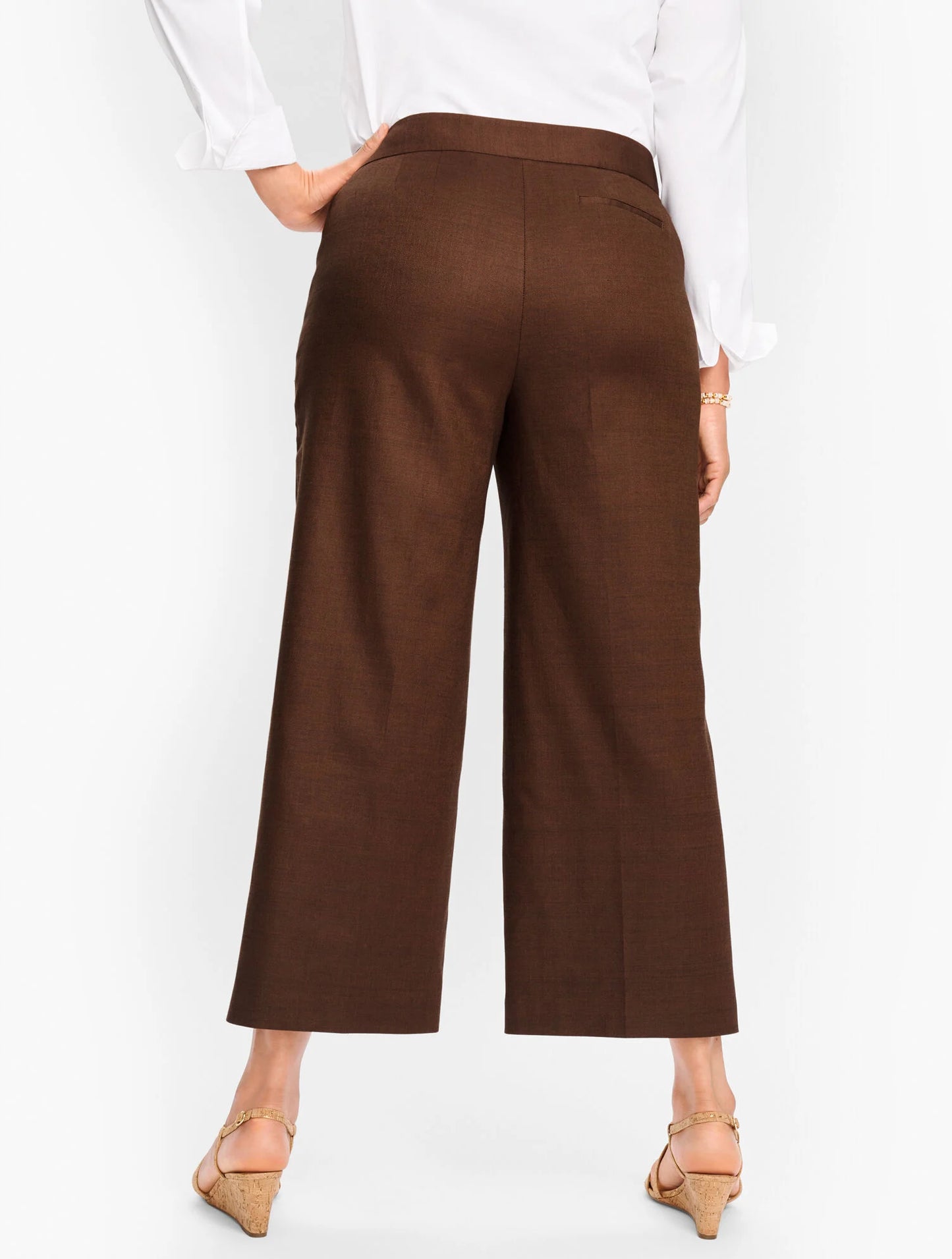Plus Exclusive Wide Crop Linen Blend Pants