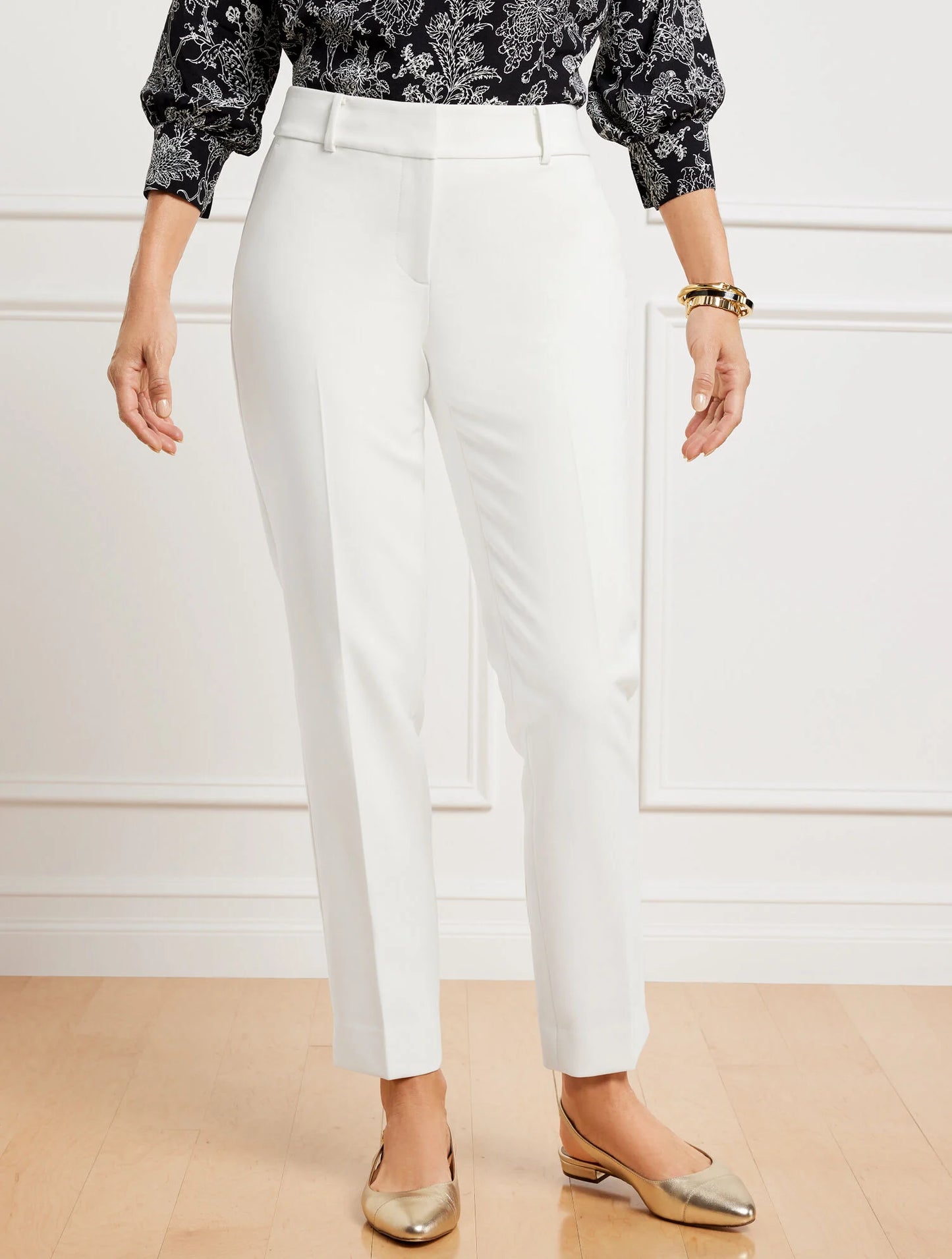 Talbots Hampshire Lightweight Double Cloth Straight Ankle Pants - Lined - Curvy Fit