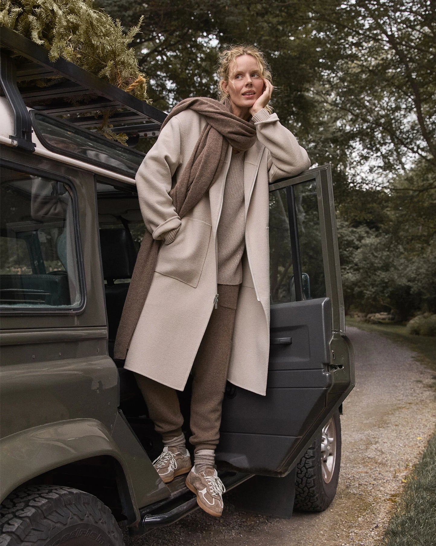 Wool Blend Funnel Neck Coat