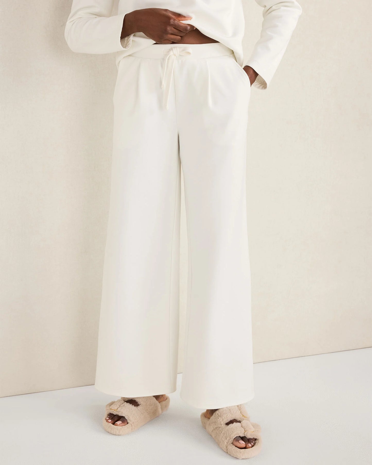 Soft-Brushed Fleece Wide Leg Pants