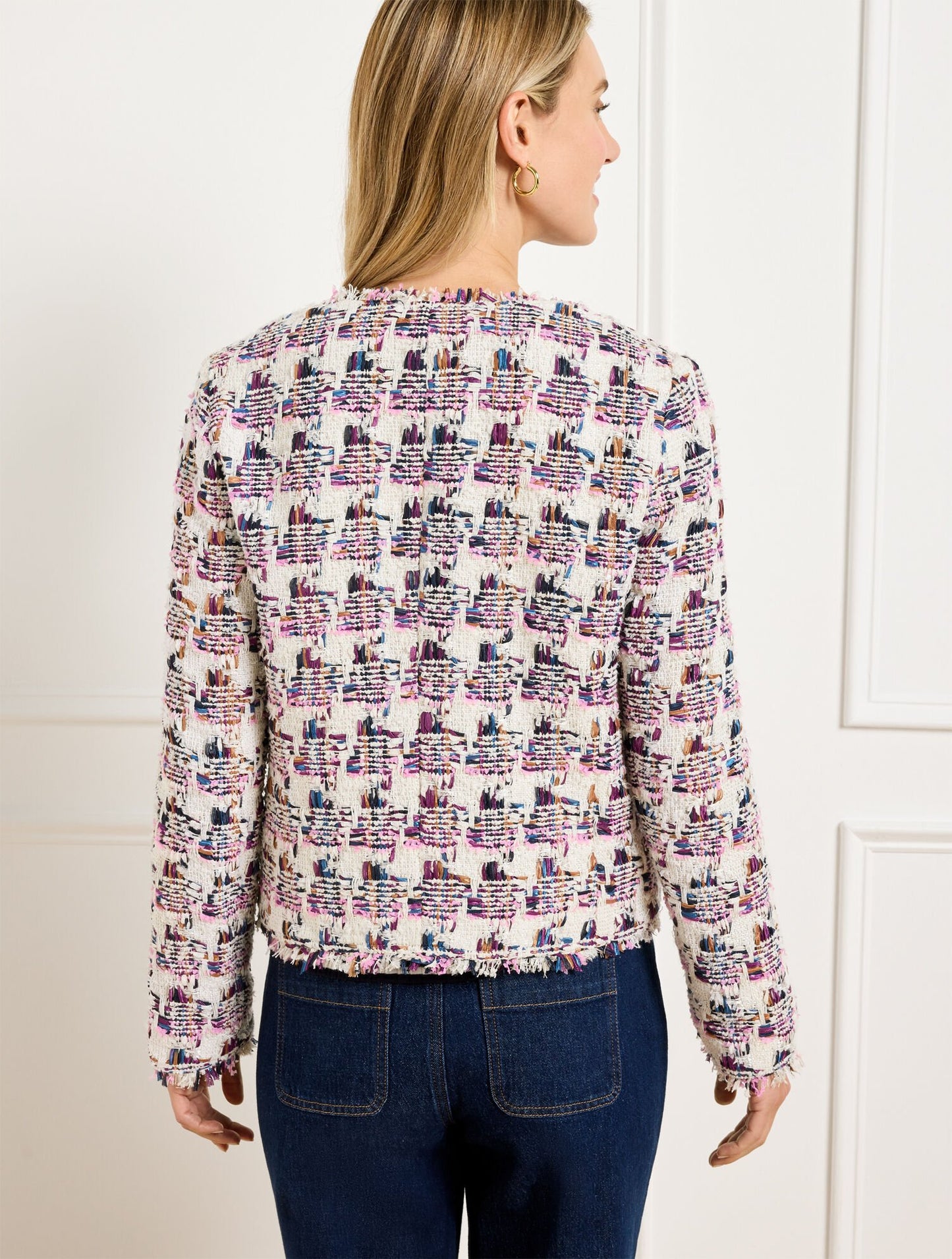 Collarless Tweed Jacket