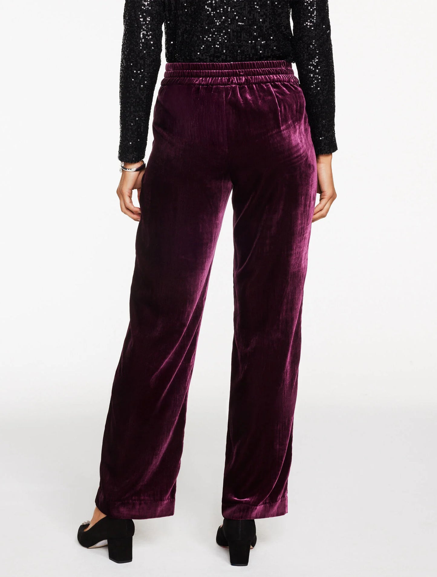 Straight Leg Velvet Pull-On Pants
