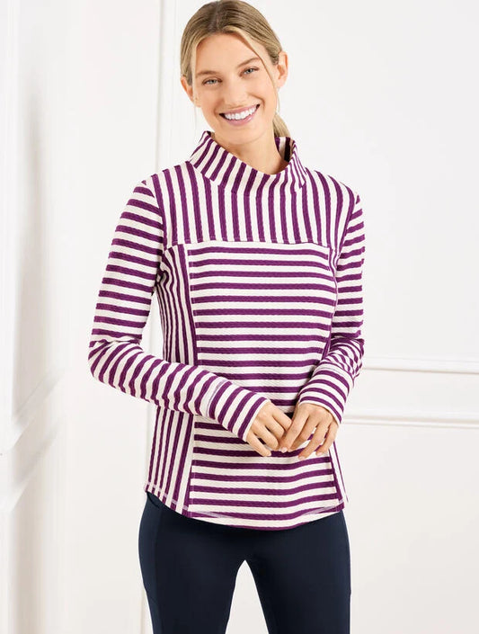 Mockneck Pullover - Textured Stripe