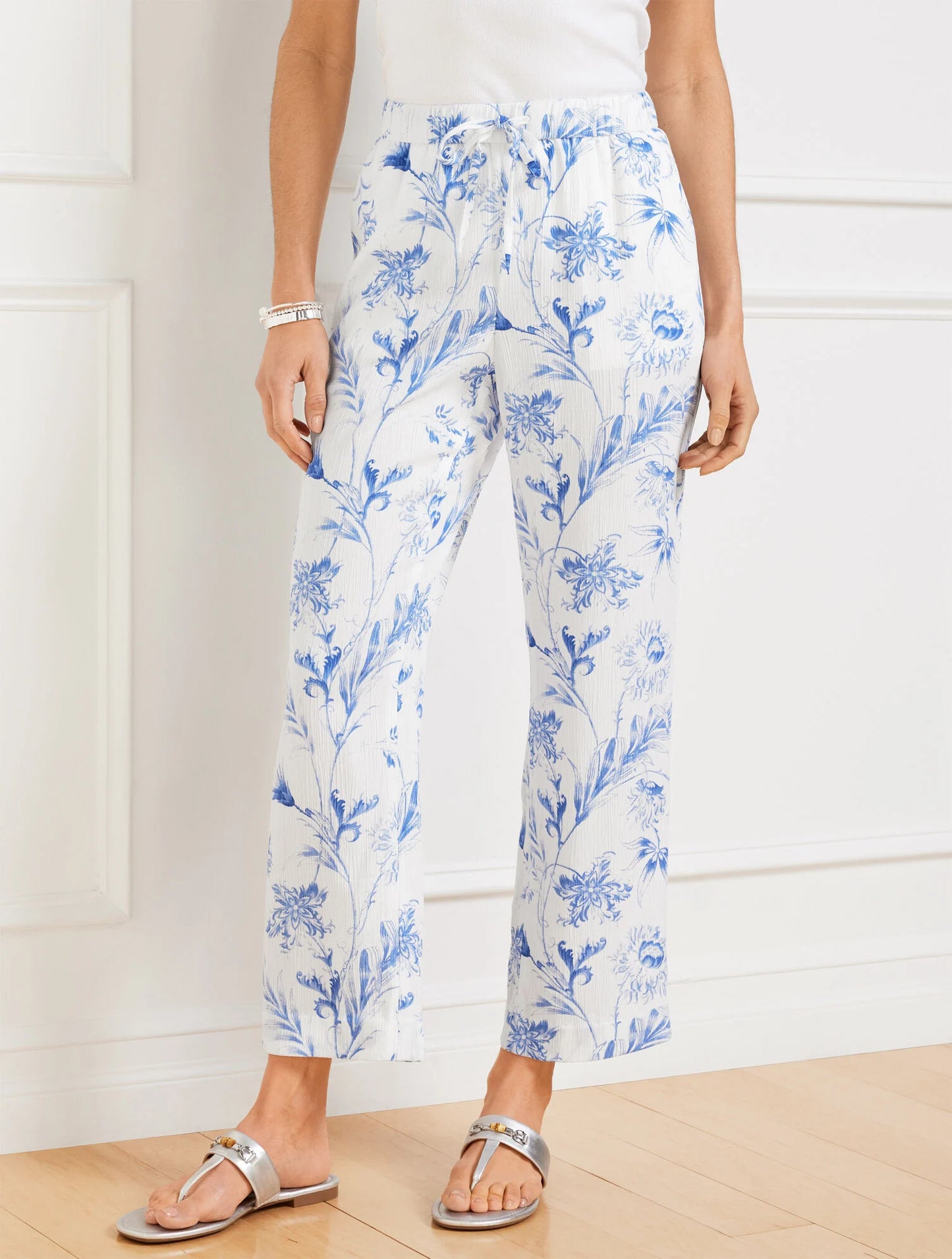 Straight Ankle Pants - Ocean Flora