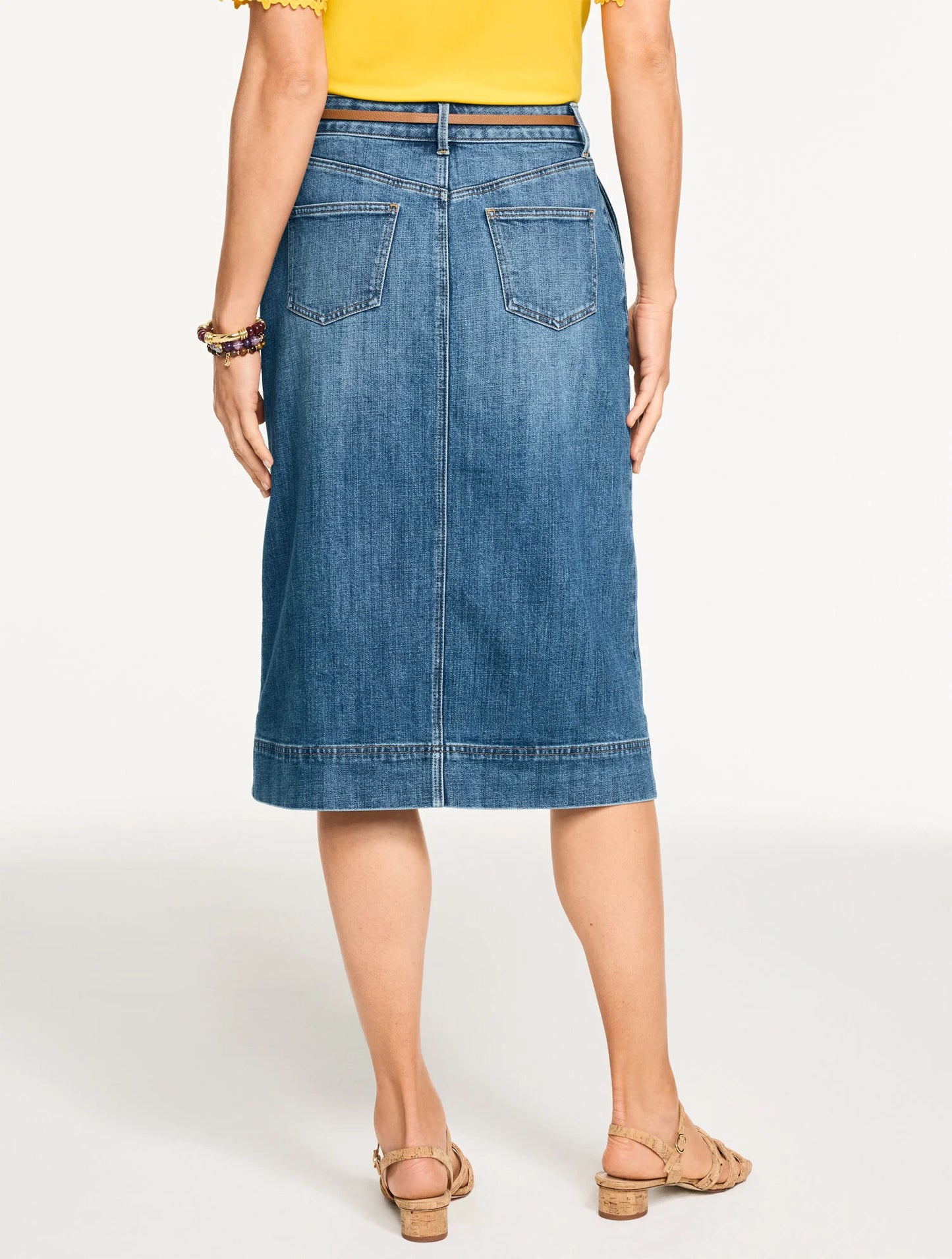 Denim A-line Midi Skirt - Cardiff Wash