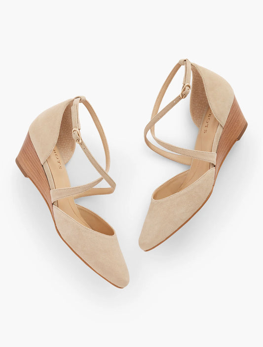 Laney Crisscross Suede Wedges