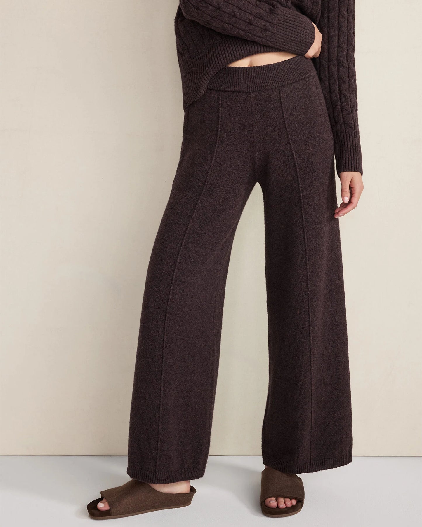 Organic Cotton Blend Pintuck Wide Leg Pants