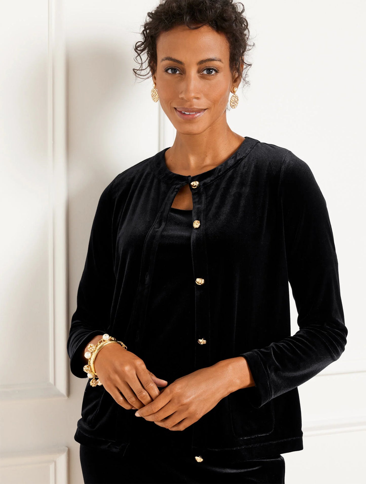 Stretch Velvet Cardigan