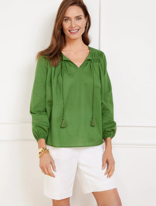 Pleated Tie Neck Top