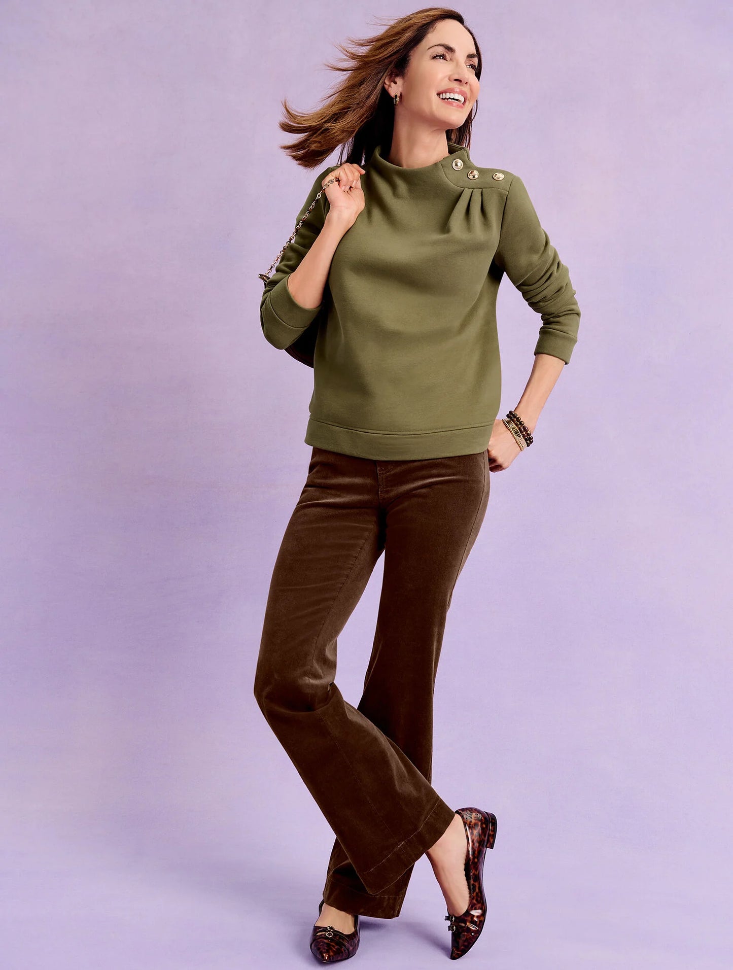 Button Shoulder Sweatshirt