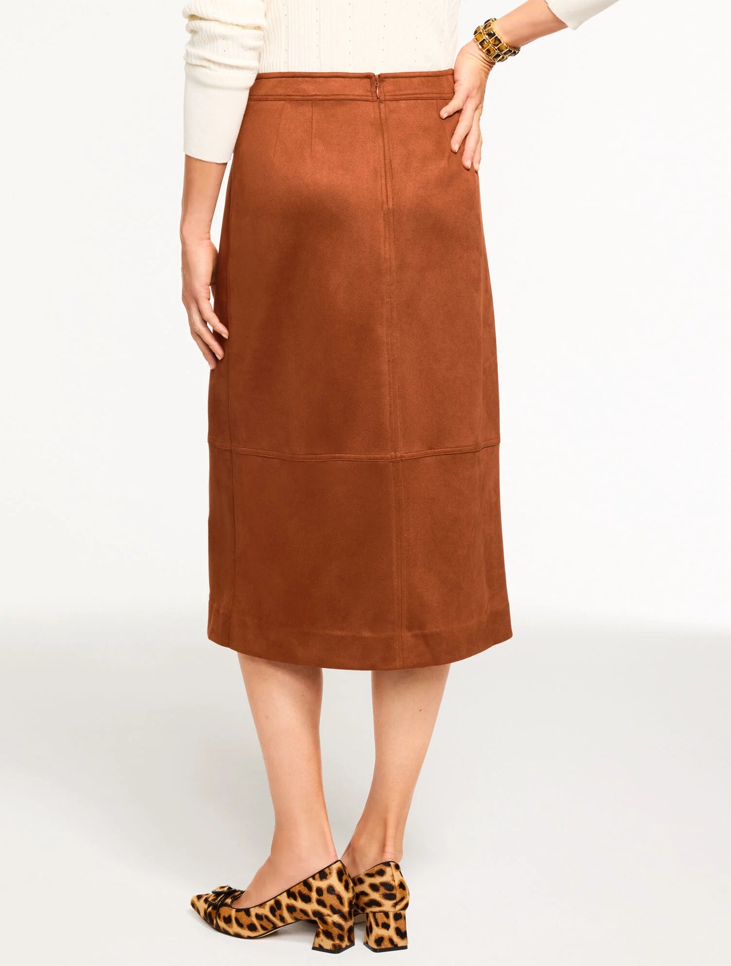 Faux Suede Midi Skirt