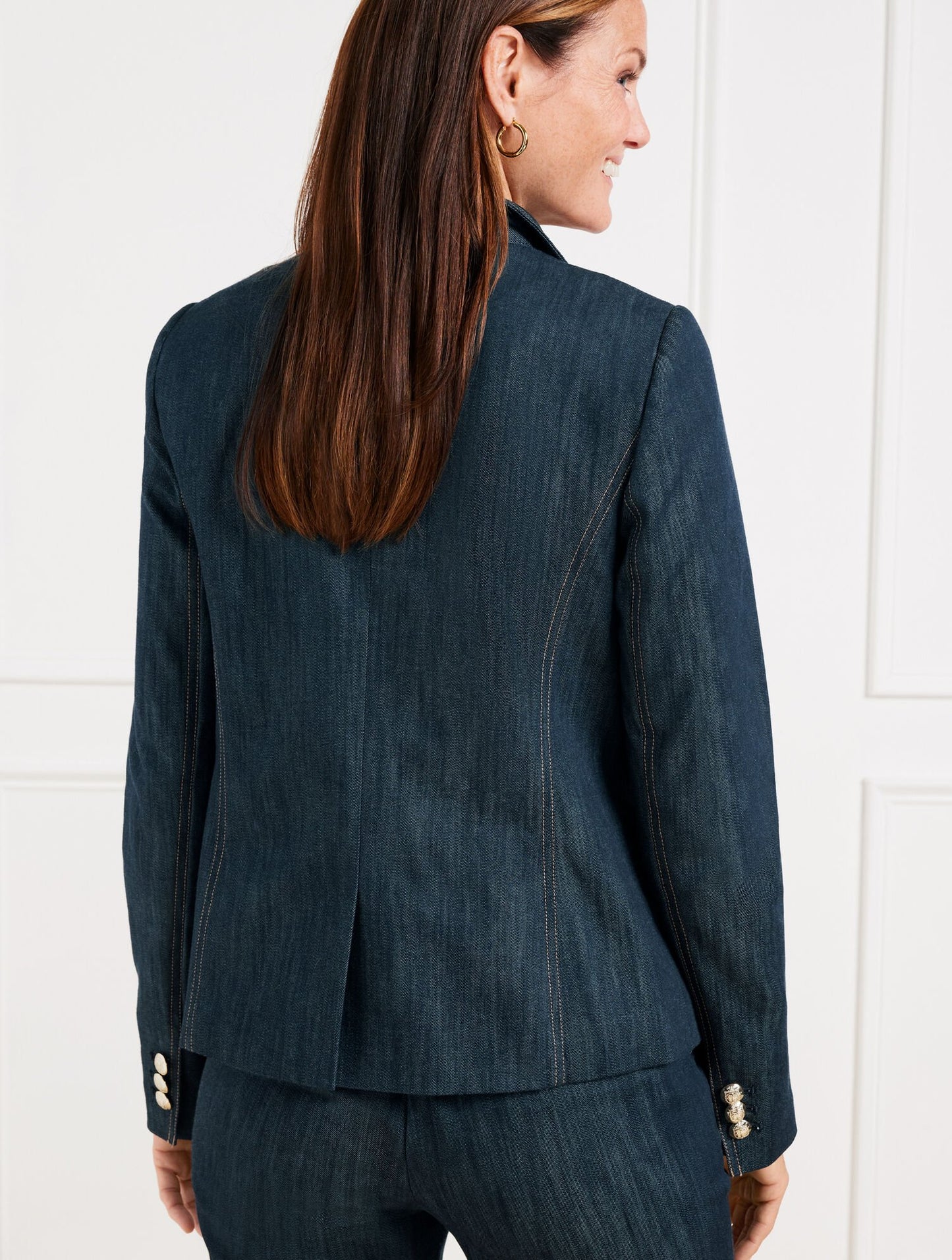 Refined Denim Double Breasted Blazer