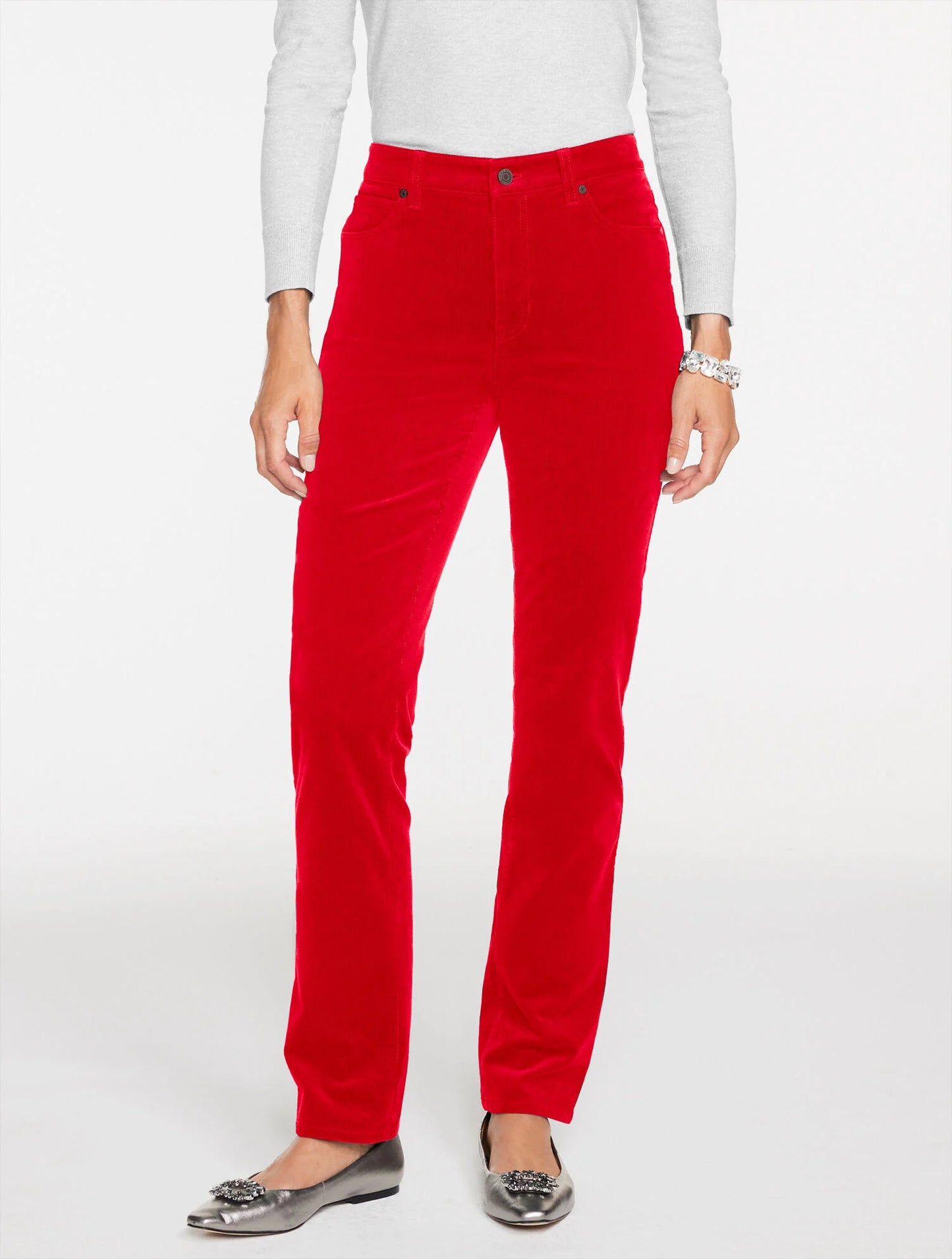 Straight Leg Stretch Corduroy Pants - Curvy Fit