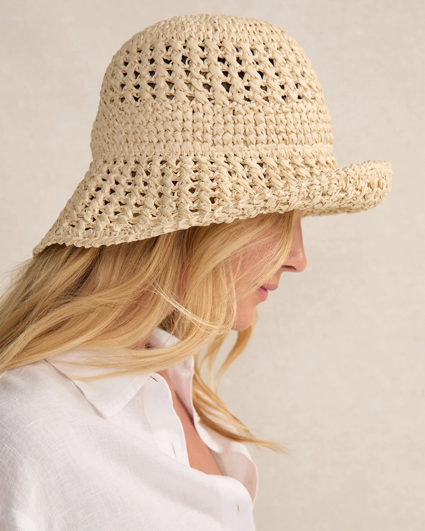 Raffia Crochet Bucket Hat