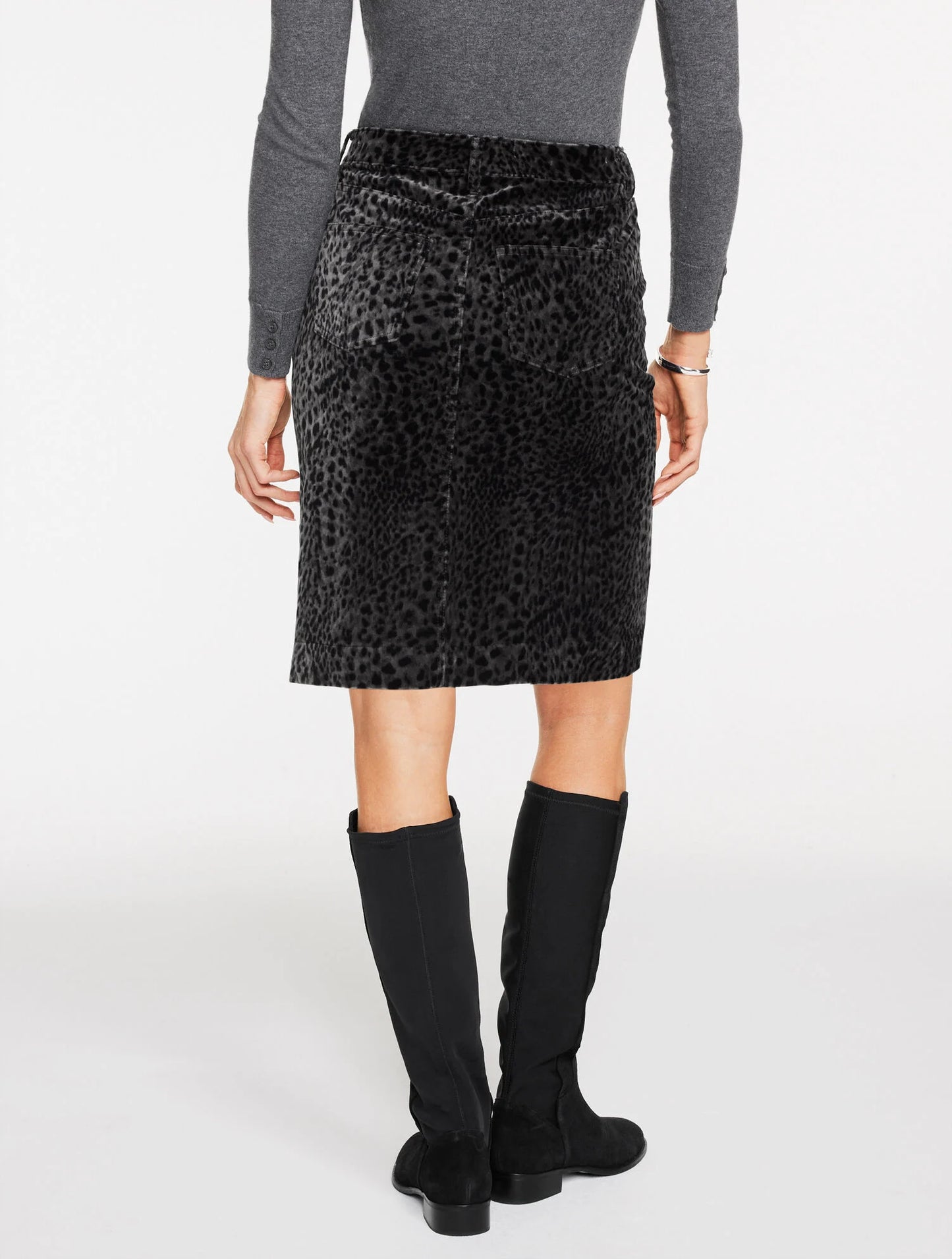 Velveteen A-Line Skirt - Swirly Leopard